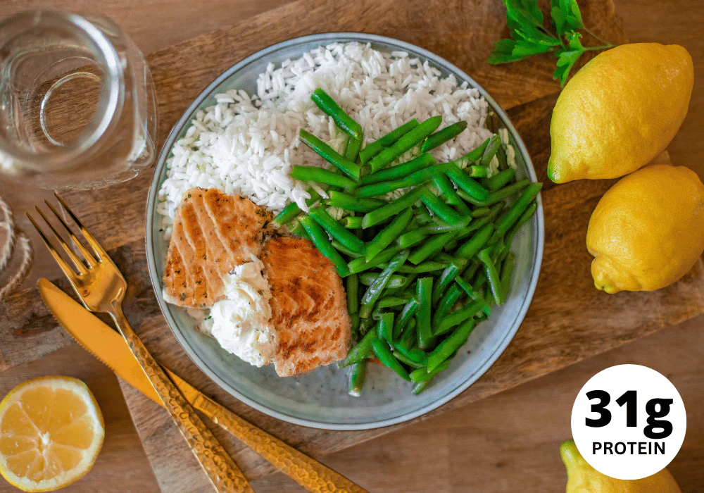 CH: Lachs mit Reis & grüne Bohnen